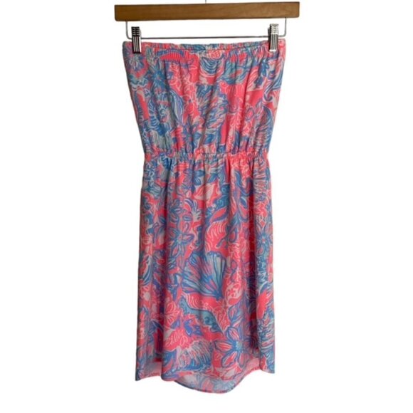 Lilly Pulitzer Windsor Summer Siren Pink Sun Ray Strapless Dress XSmall - Picture 4 of 5